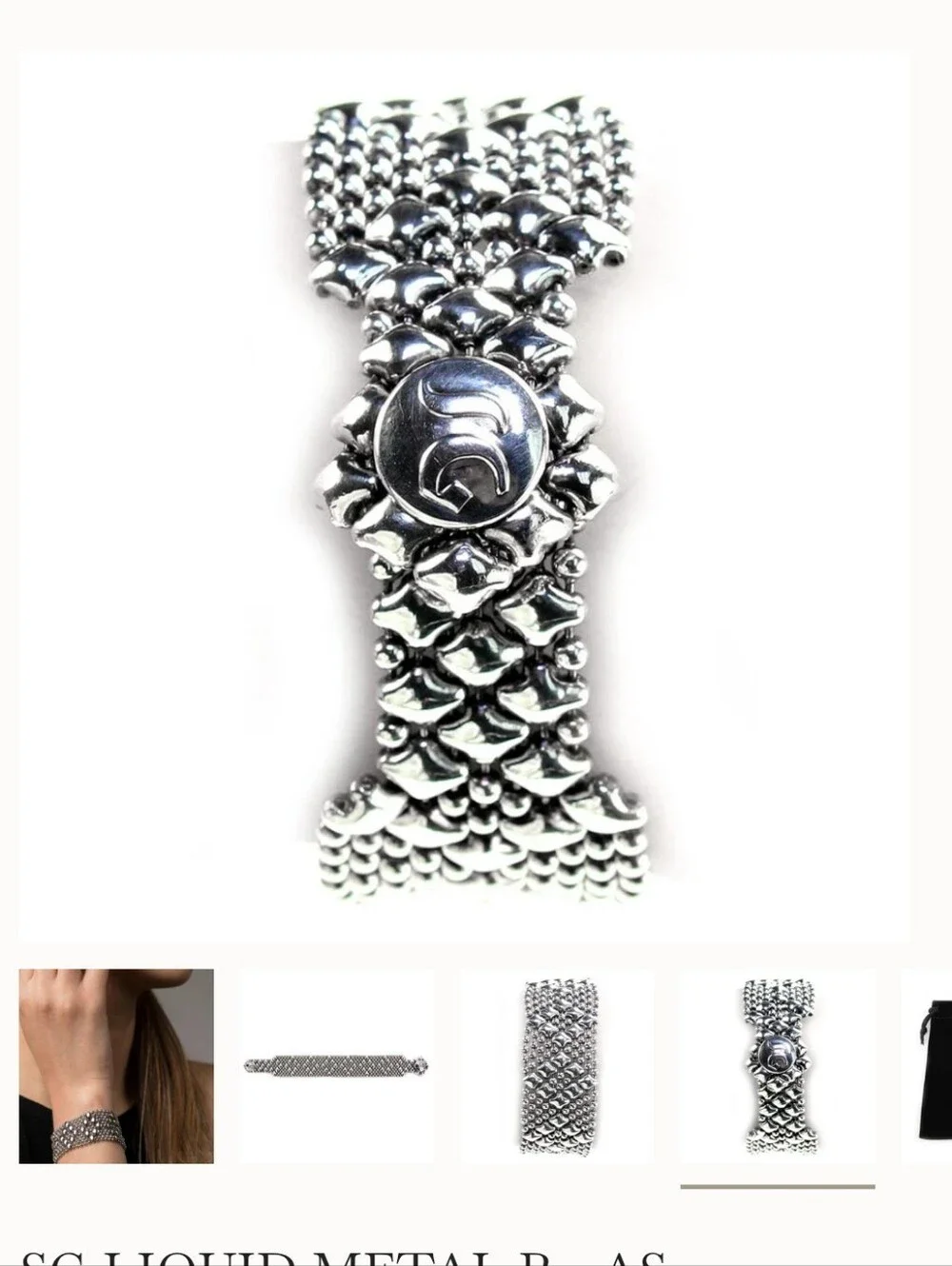Sergio Gutierrez Liquid Metal Silver Mesh B4 Bracelet